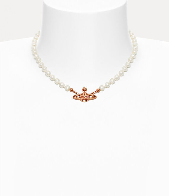 Vivienne Westwood Mini Bas Relief Pearl Choker in PINK GOLD Silk Pearl